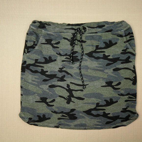 Sundry Mini Skirt Women's Size 2 Pull On Drawstring Waist Gray Camouflage - Picture 1 of 7